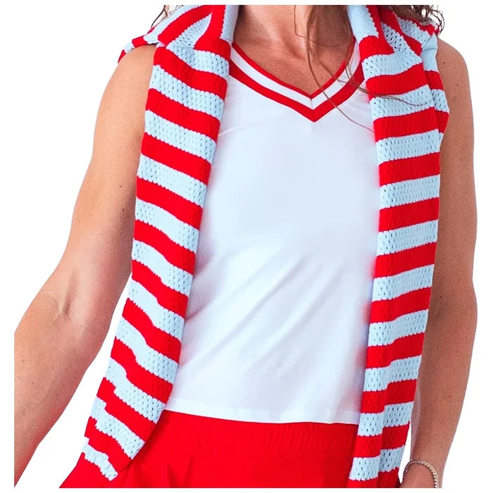 Women's Claire Tank White and Red