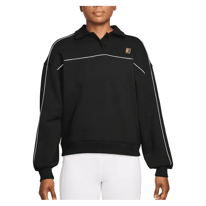 Women's Court Collection Long Sleeve Fleece Top Black