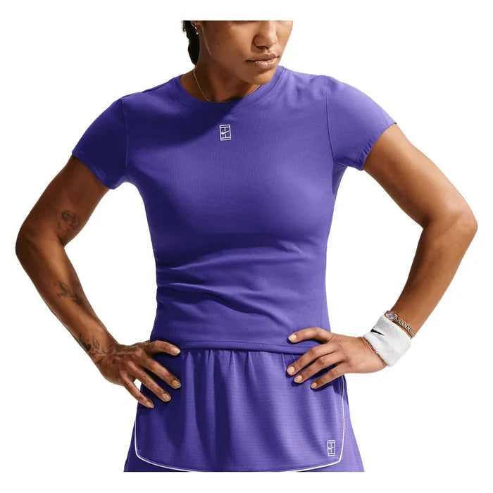 Women's Court Dri-FIT Advantage Short Sleeve Top, Nike, 579 Dark Iris/White, Pickleball Express, HQ2994-H26-579-DARK-IRIS-WHITE-2