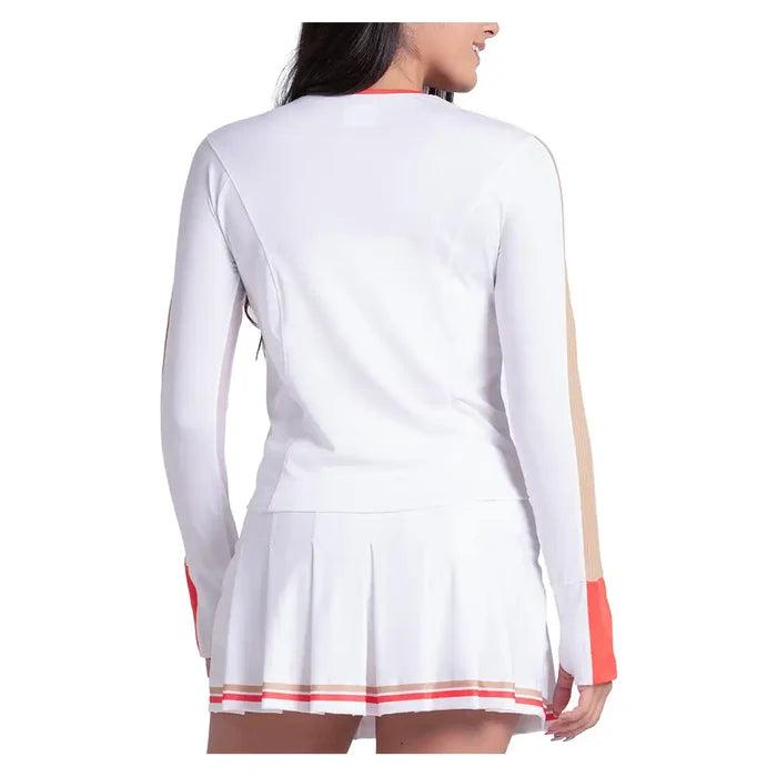 Women's Double Play Long Sleeve Top White and Camel