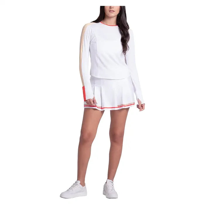 Women's Double Play Long Sleeve Top White and Camel