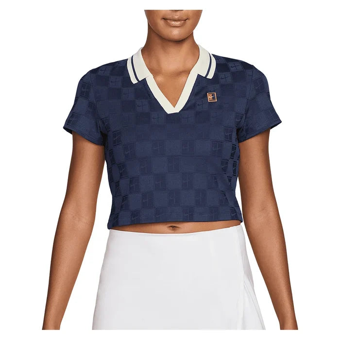 Women's Dri-FIT Court Collection Cropped Polo Midnight Navy and Sail