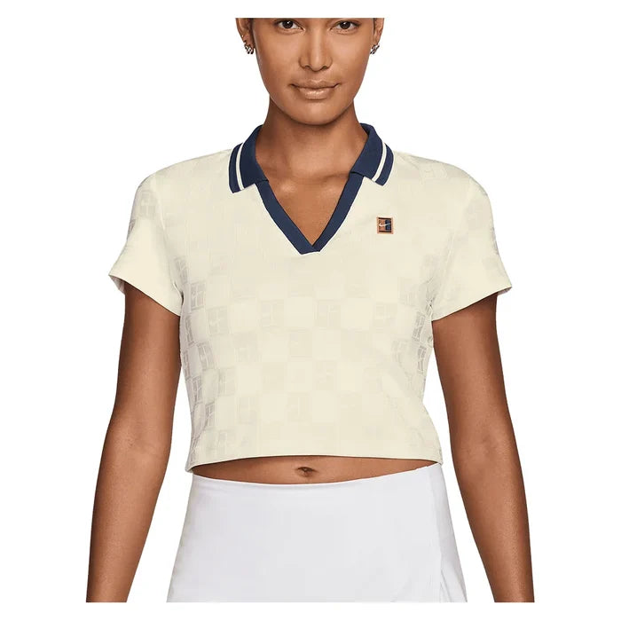 Women's Dri-FIT Court Collection Cropped Polo Sail and Midnight Navy