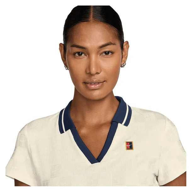 Women's Dri-FIT Court Collection Cropped Polo Sail and Midnight Navy
