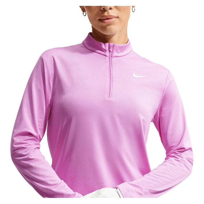 Women's Dri-FIT UV Victory Half-Zip Top Lt Magenta and White