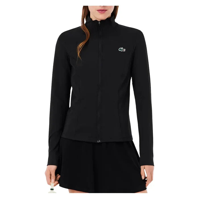 Women's Essentials Tennis Demi-Zip Top Black-Apparel-Lacoste-SF0145-031-Tennis Express