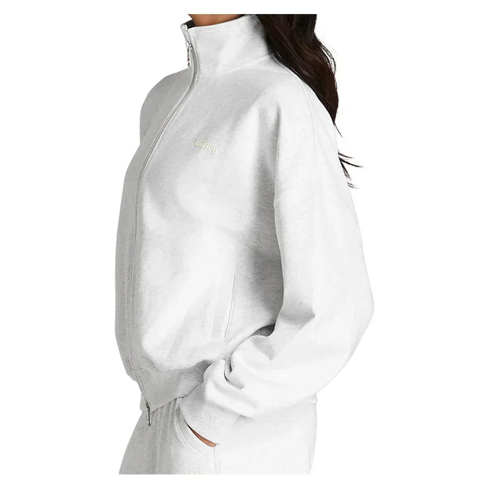 Women's Full Zip Tennis Sweatshirt Cloud Heather-Apparel-Wilson-, [current_file_name-Tennis Express