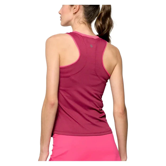 Women`s Gracey Tennis Tank Burgundy and Bright Pink