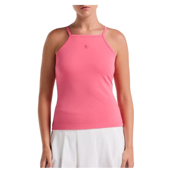 Women`s Grid Jacquard Tank with Shelf Bra Camellia Rose