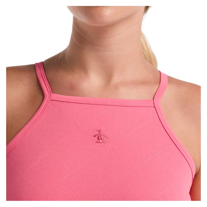 Women`s Grid Jacquard Tank with Shelf Bra Camellia Rose