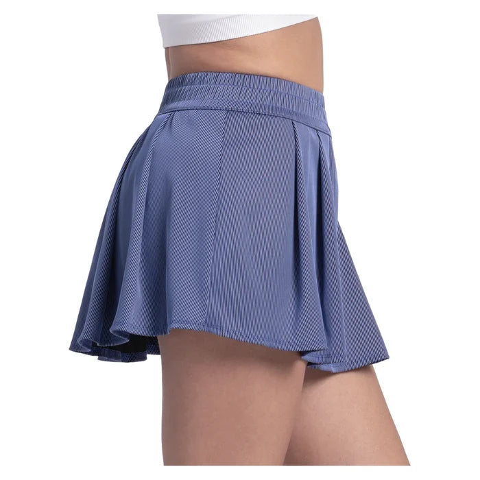 Women's High Waist Rib Sport Cord 13 Inch Skort Parisian Blue, Lucky In Love, Pickleball Express, CB874-434-2