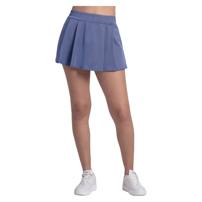 Women's High Waist Rib Sport Cord 13 Inch Skort Parisian Blue, Lucky In Love, Pickleball Express, CB874-434-3