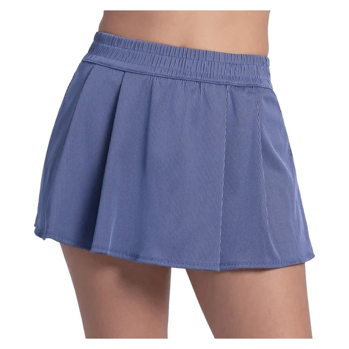 Women's High Waist Rib Sport Cord 13 Inch Tennis Skort Parisian Blue, Lucky In Love, Parisian Blue, Tennis Express, CB874-434-PARISIAN-BLUE-1