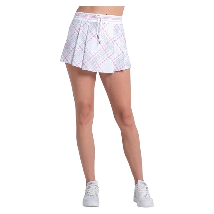 Women's High Waist Weave It To Me Skort White