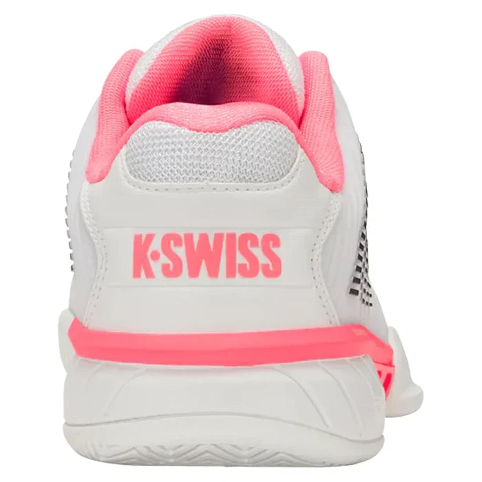 Women's Hypercourt Express 2 D Width Court Shoes White and Neon Pastel Pink