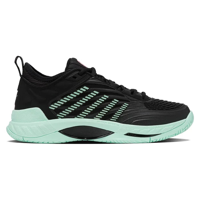 Women's Hypercourt Supreme 2 Court Shoes Black and Neon Mint