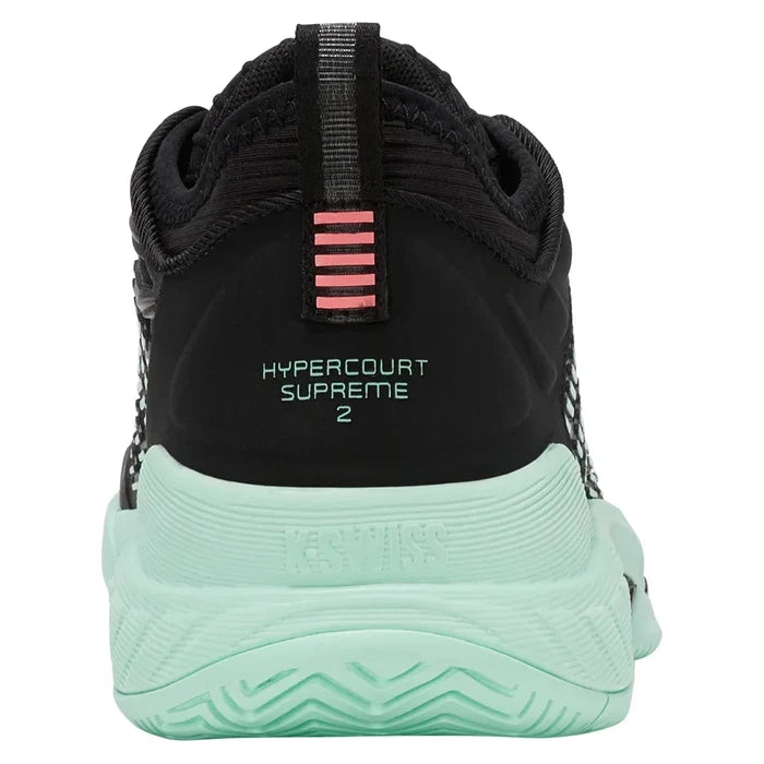 Women's Hypercourt Supreme 2 Court Shoes Black and Neon Mint