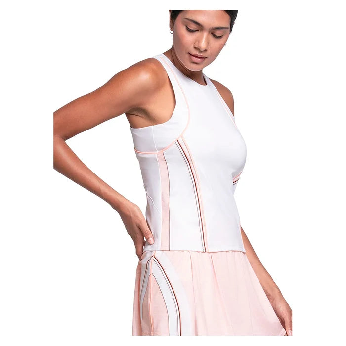 Women's Inline Tank White and Peach Frost