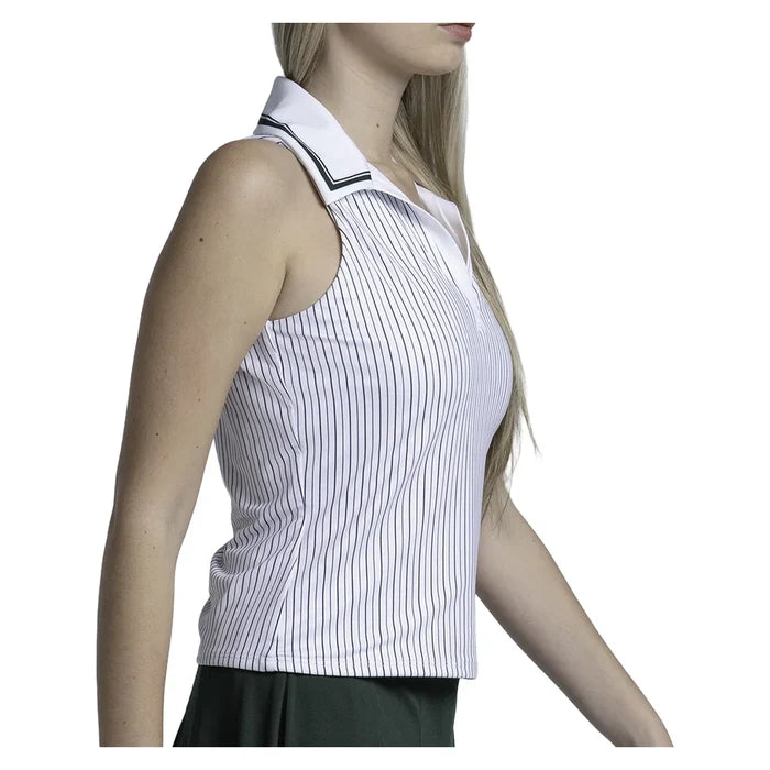Women's Ivy Classic Polo Tank White, Lucky In Love, Pickleball Express, CX220-97G110-1