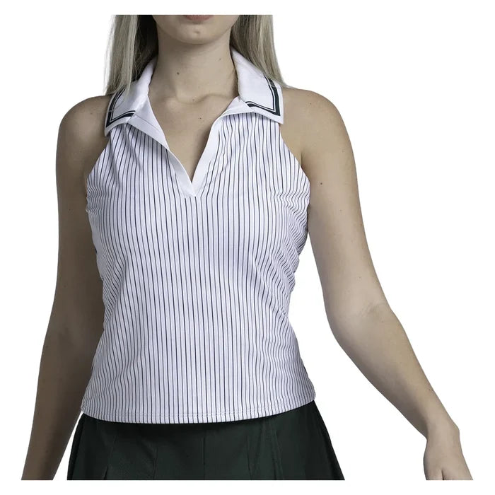 Women's Ivy Classic Tennis Polo Tank White, Lucky In Love, White, Tennis Express, CX220-97G110-WHITE-1