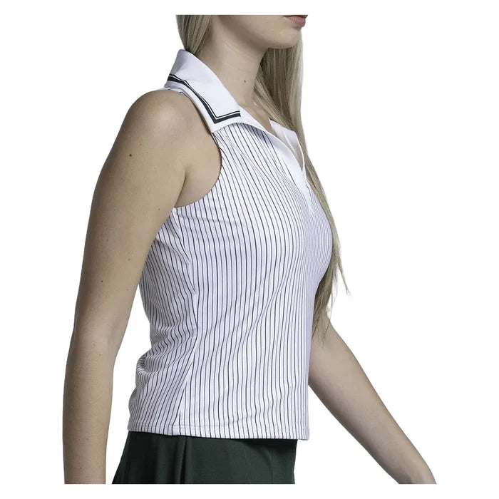 Women's Ivy Classic Tennis Polo Tank White, Lucky In Love, Tennis Express, CX220-97G110-1