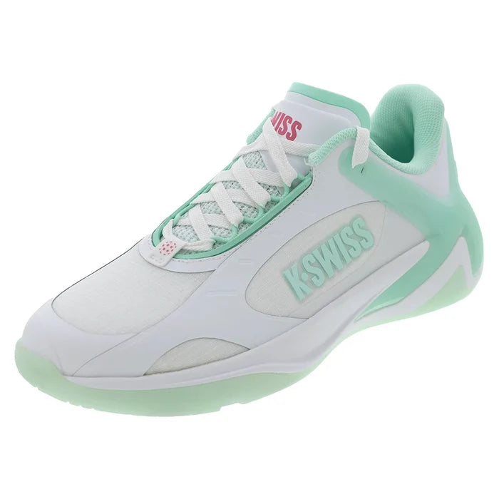 Women's K-Frame Pickleball Shoes White and Neon Mint