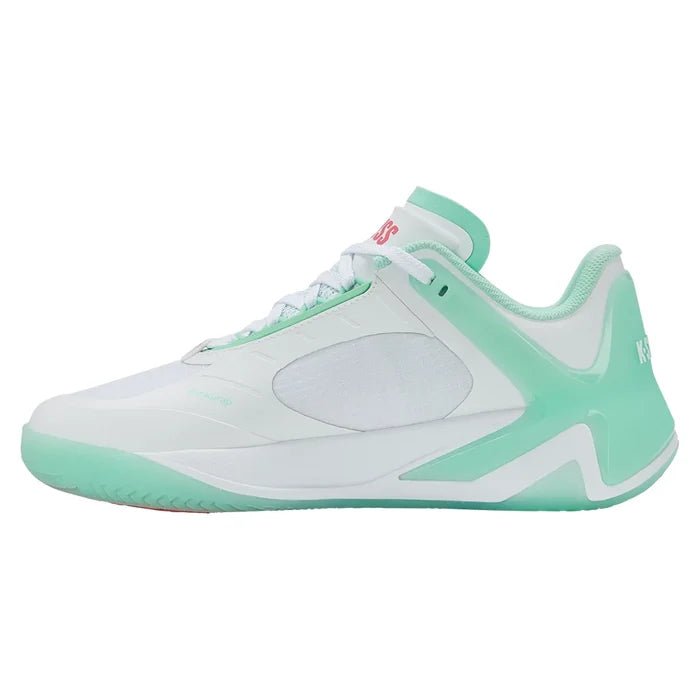 Women's K-Frame Pickleball Shoes White and Neon Mint