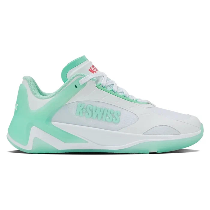 Women's K-Frame Pickleball Shoes White and Neon Mint