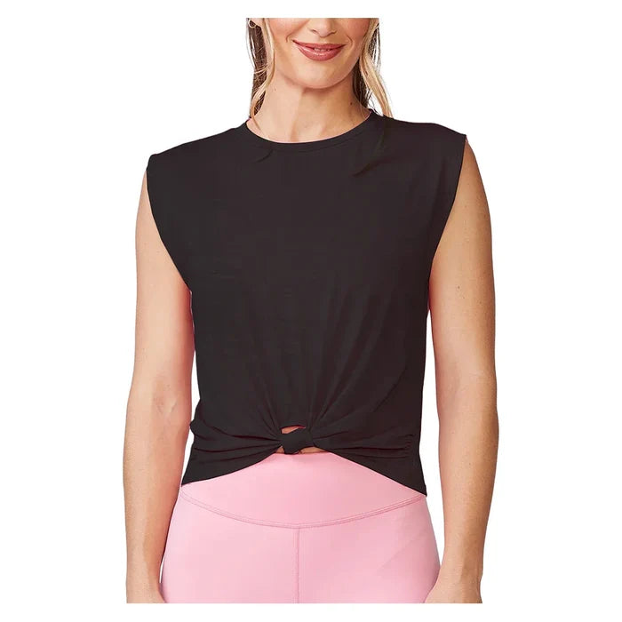 Women's Knot Front Tank Black