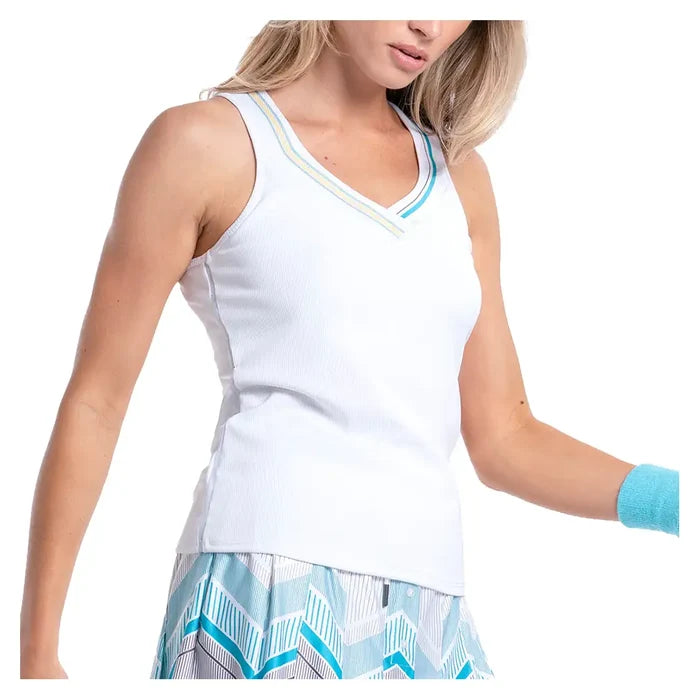 Women's Lavish Stripe Tank White