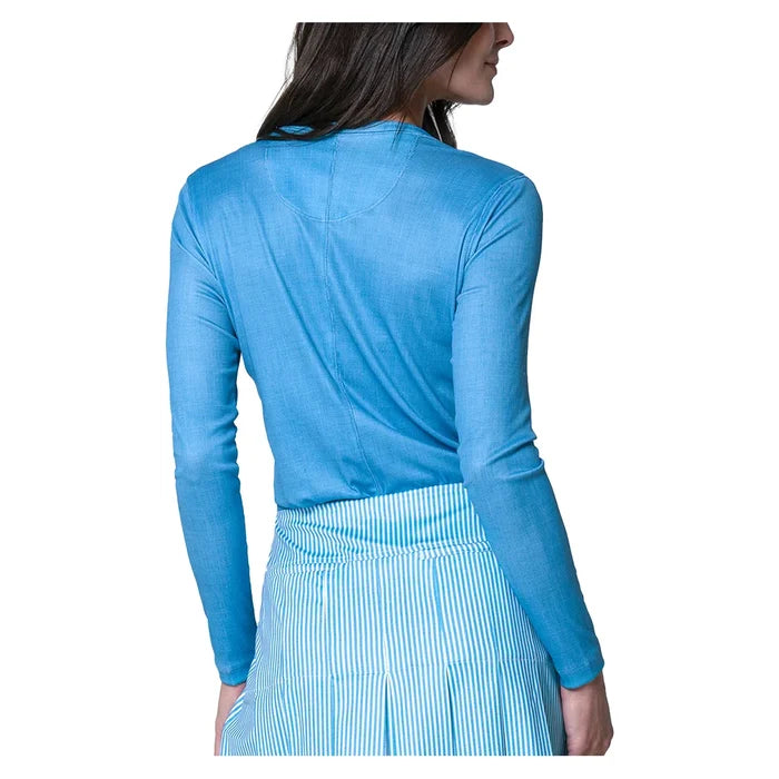 Women's Linen Play Henley Long Sleeve Top Periwinkle