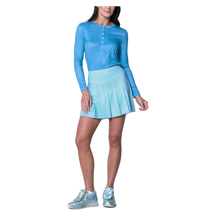 Women's Linen Play Henley Long Sleeve Top Periwinkle