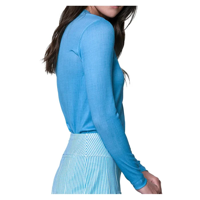 Women's Linen Play Henley Long Sleeve Top Periwinkle