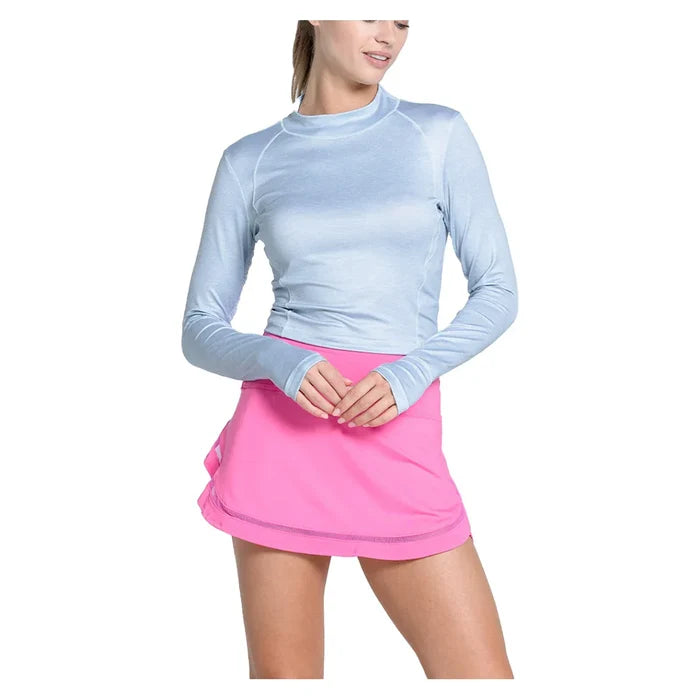 Women's Mock Neck Hip Fit Long Sleeve Top Heather Grey