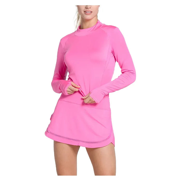 Women's Mock Neck Hip Fit Long Sleeve Top Taffy