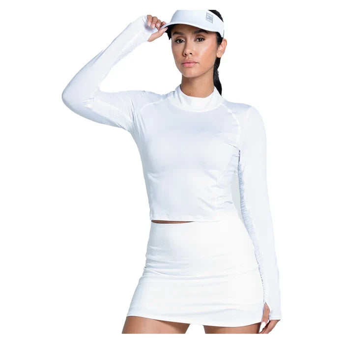 Women's Mock Neck Hip Fit Long Sleeve Top White