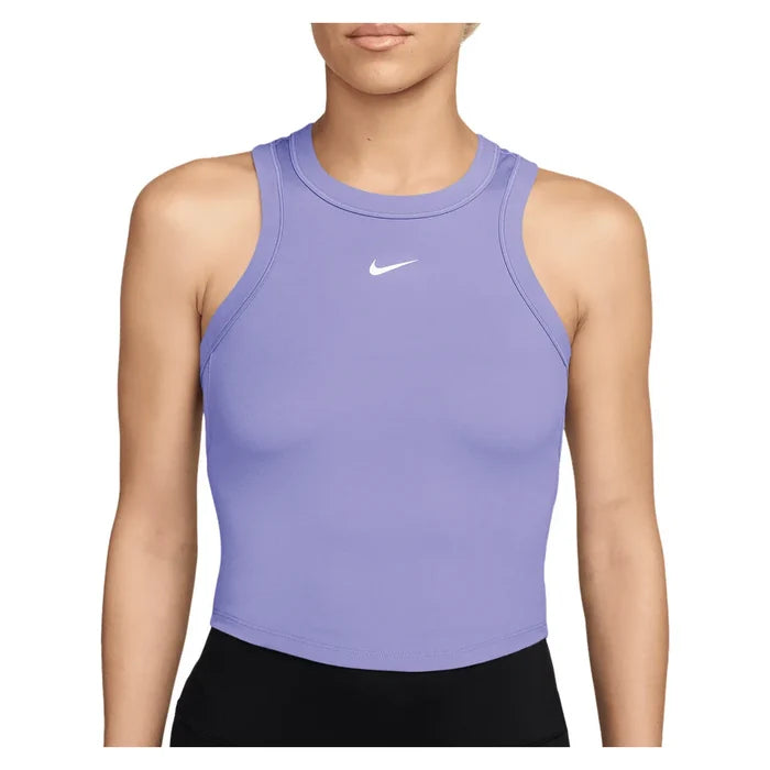 Women's One Fitted Dri-FIT Cropped Training Tank, Nike, 580 Purple Pulse/White, Pickleball Express, FN2806-H26-580-PURPLE-PULSE-WHITE-1