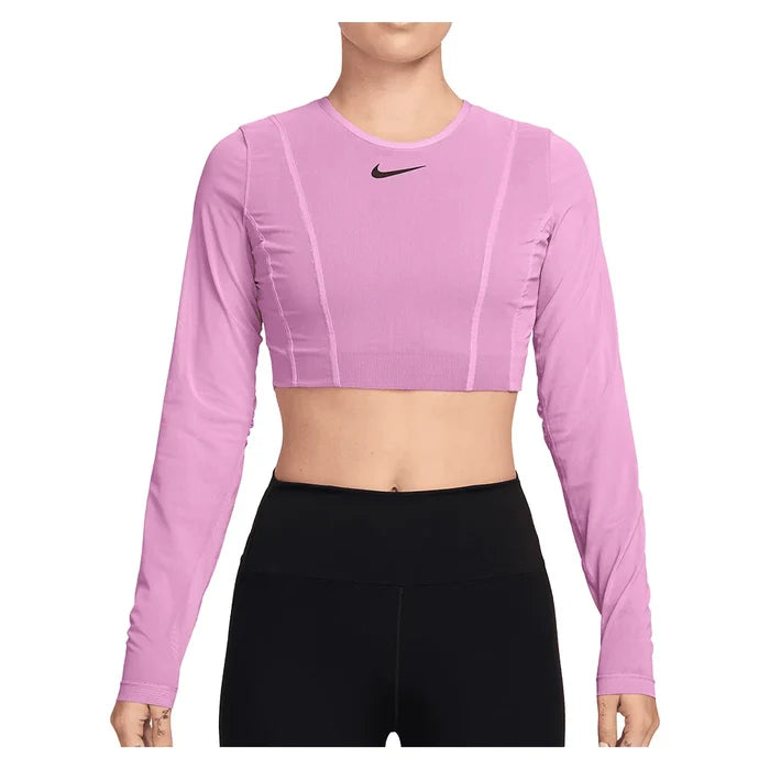 Women's Paris Court Slam Long Sleeve Crop Top Lt Magenta and Tattoo