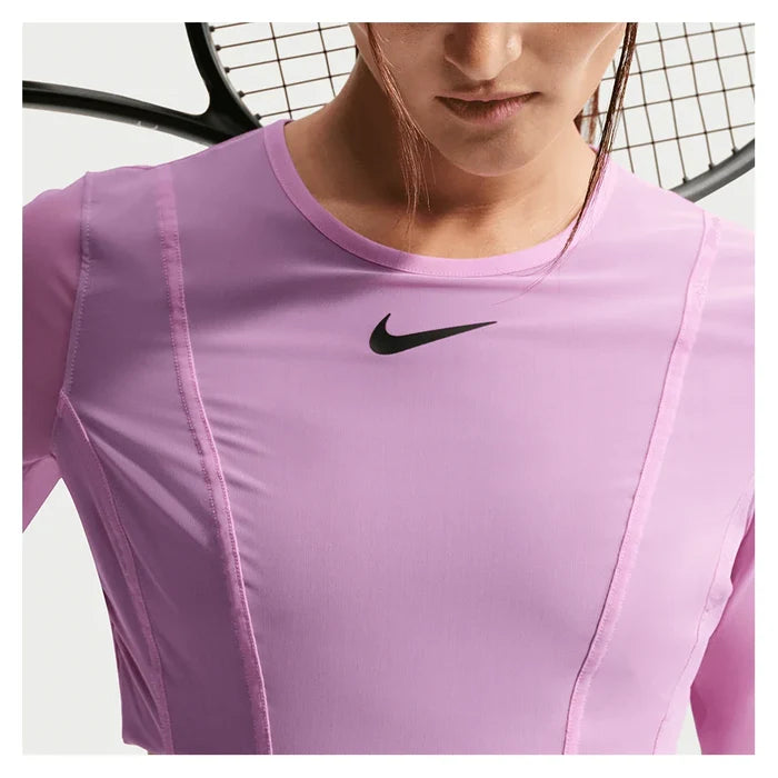 Women's Paris Court Slam Long Sleeve Crop Top Lt Magenta and Tattoo