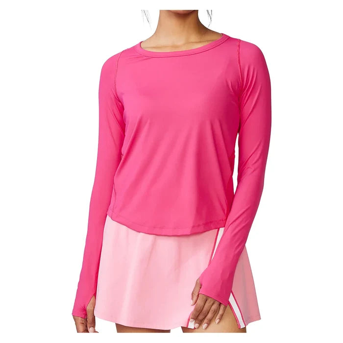 Women's Perforated Long Sleeve Top Solar Pink
