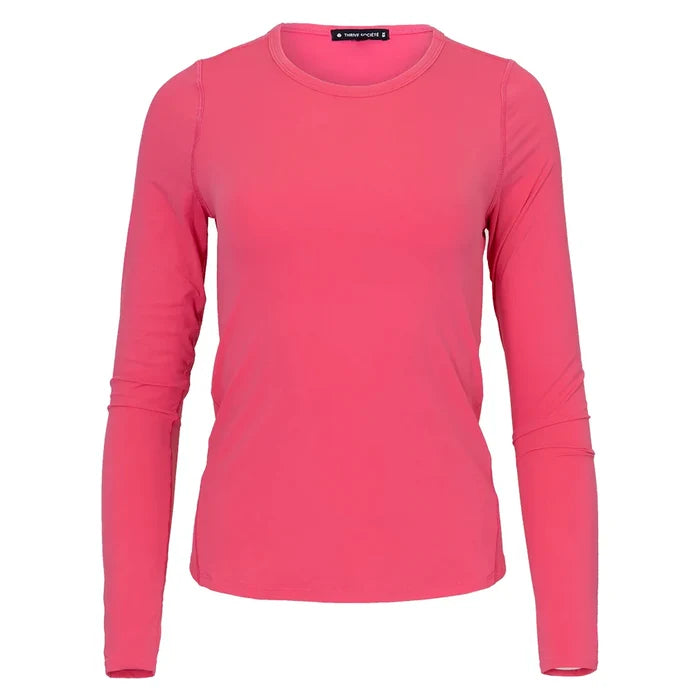 Women's Perforated Long Sleeve Top Solar Pink