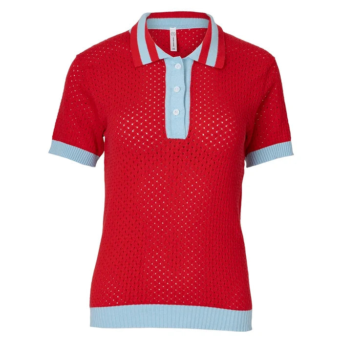 Women's Rally Polo Red and Light Blue