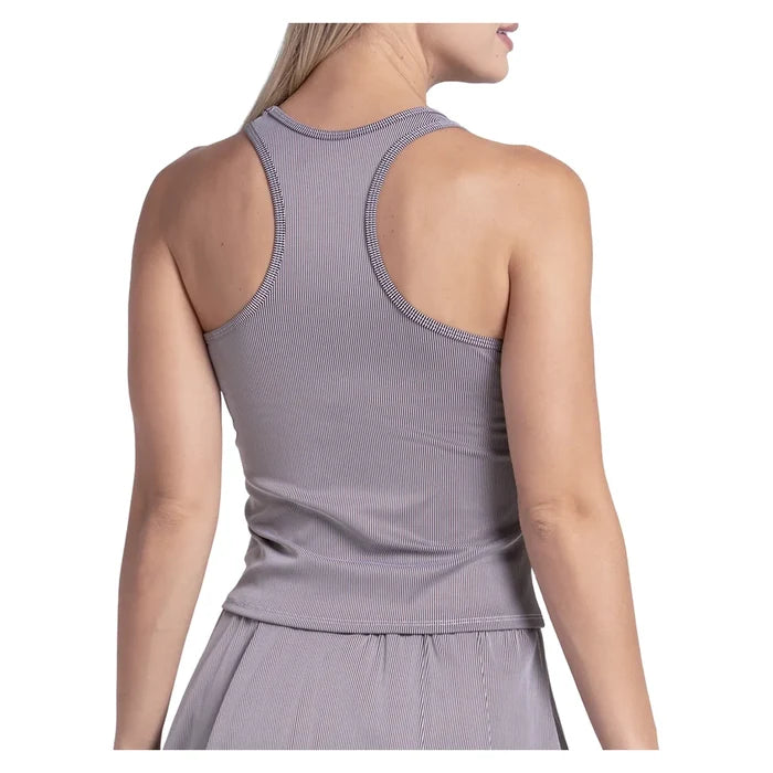 Women's Rib Sport Cord Tank White and Black, Lucky In Love, Pickleball Express, CX207-121-1