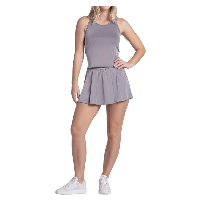 Women's Rib Sport Cord Tank White and Black, Lucky In Love, Pickleball Express, CX207-121-3