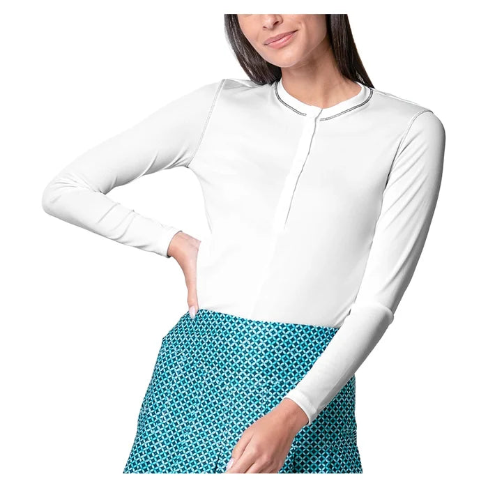 Women's Riviera Henley Long Sleeve Polo White