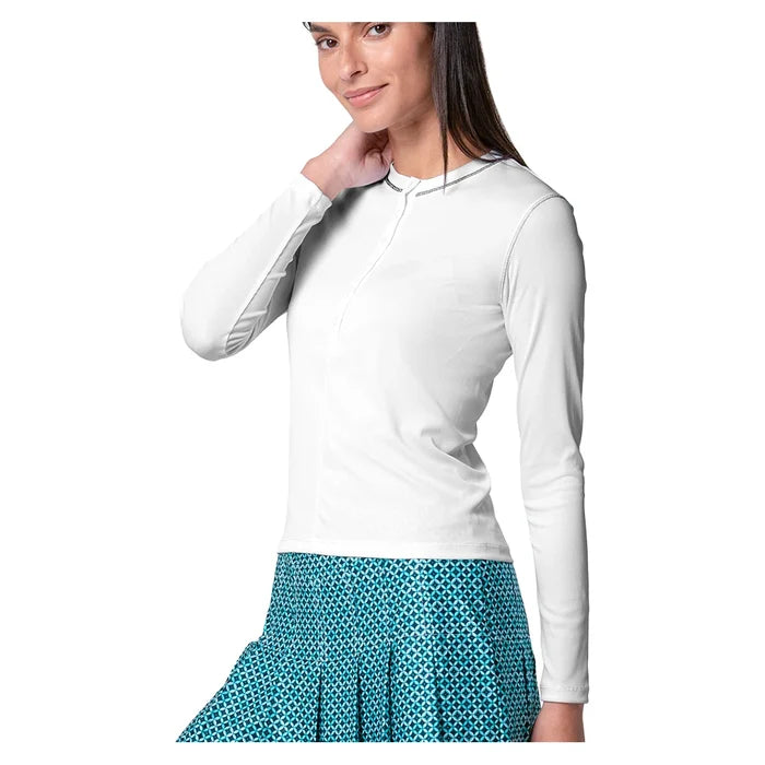 Women's Riviera Henley Long Sleeve Polo White