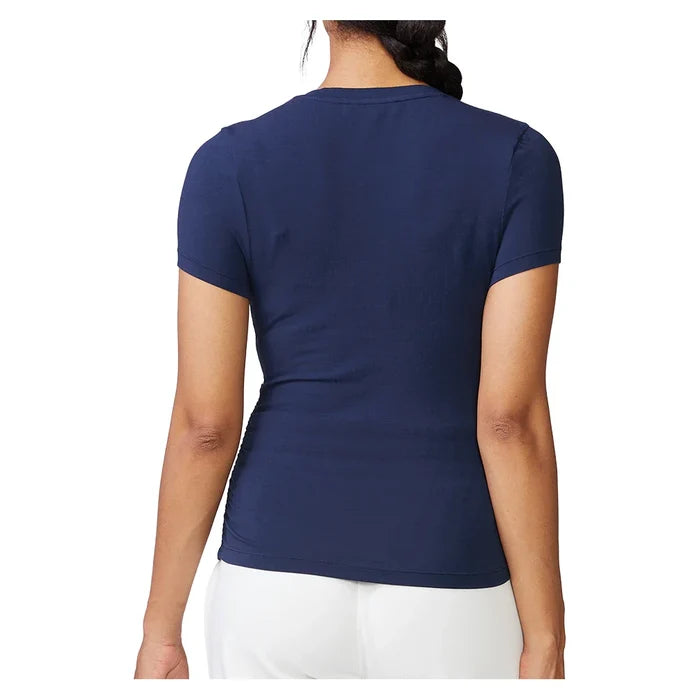 Women's Shirred Short Sleeve Rib Top Mood Indigo