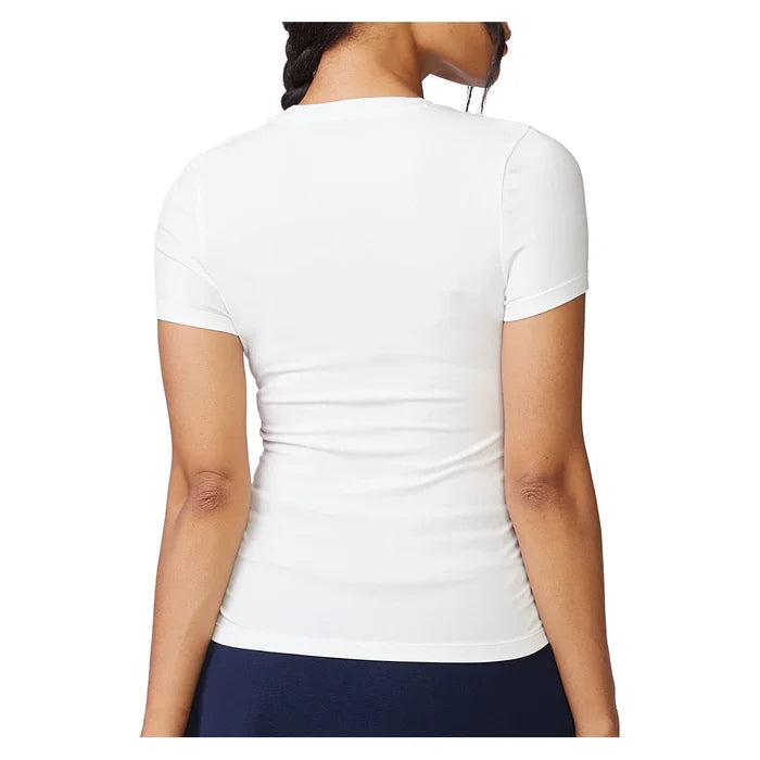 Women's Shirred Short Sleeve Rib Top White