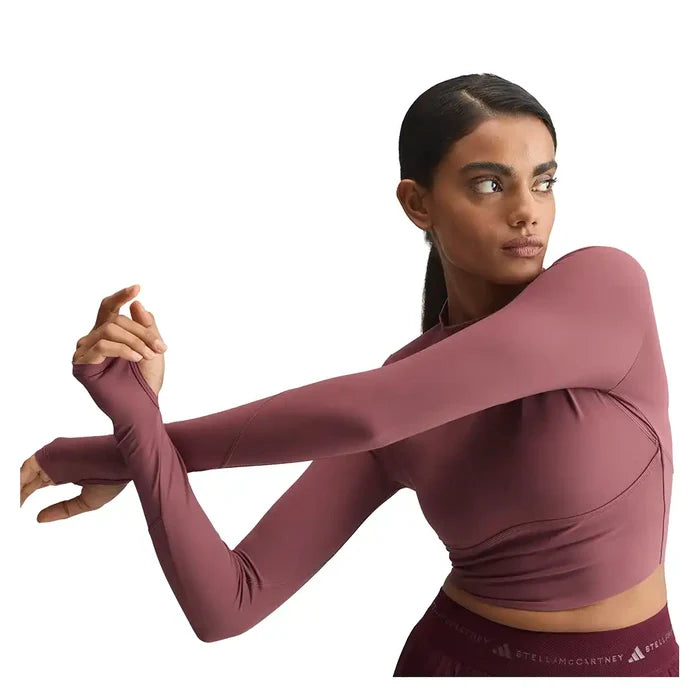 Women's Stella McCartney Longsleeve Crop Training Top Quiet Maroon