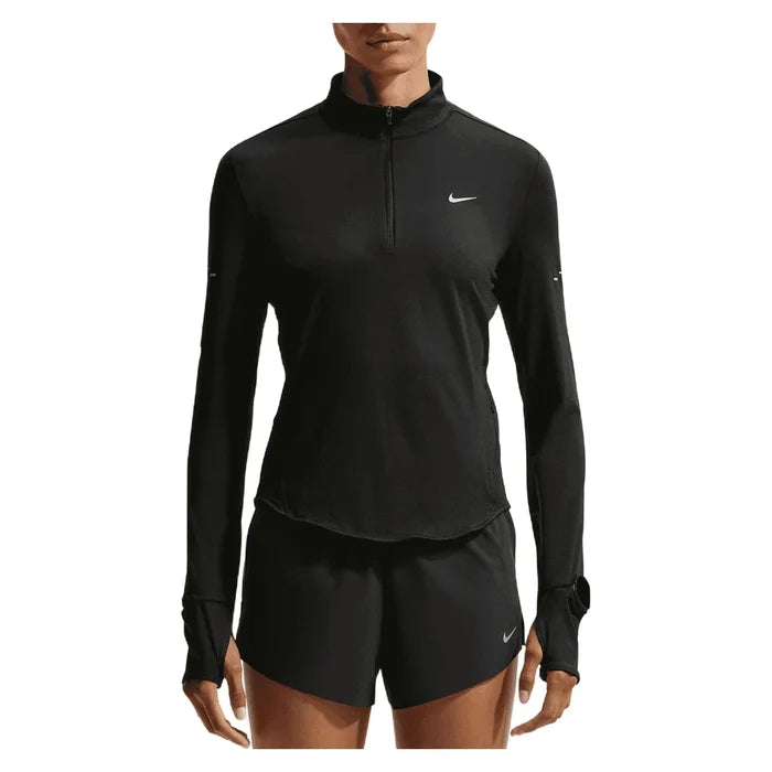 Women's Swift Dri-FIT UV 1/4-Zip Running Top Black and Reflective Silver, Nike, Black/Reflective Silver, Pickleball Express, HQ0499-010H26-BLACK-REFLECTIVE-SILVER-1